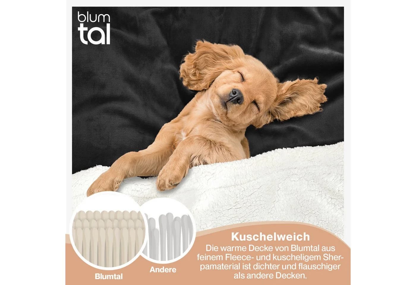 Blumtal Wohndecke Sherpa-Fleecedecke Grau Oeko-TEX - Bild 4