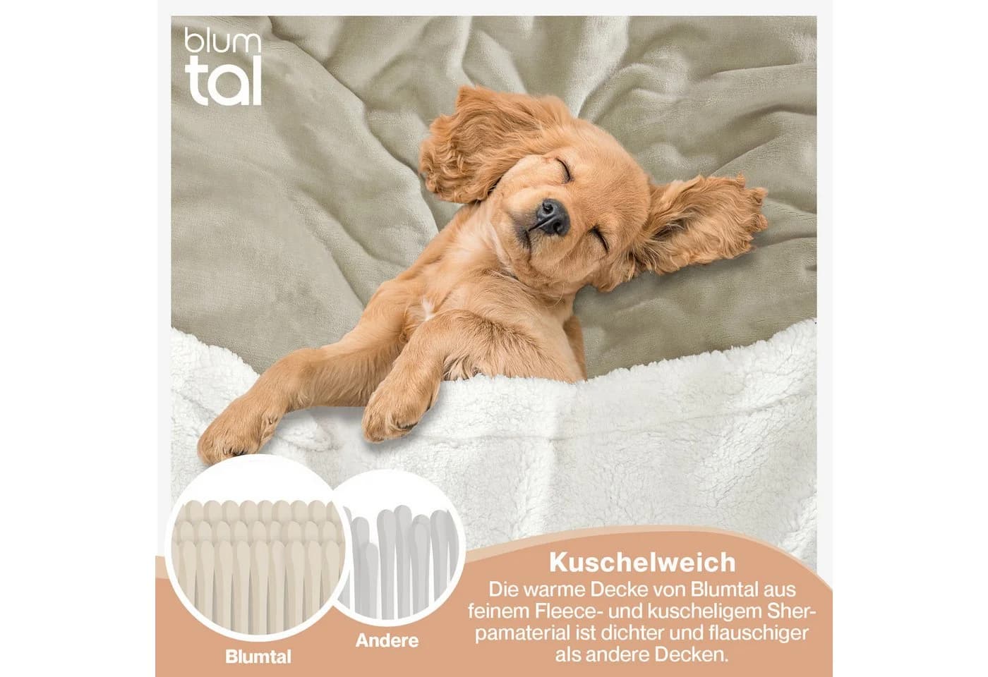 Blumtal Wohndecke Sherpa-Fleecedecke Beige Oeko-TEX Zertifiziert - Bild 4