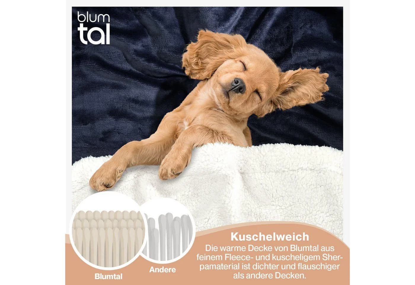 Blumtal Wohndecke Sherpa-Fleecedecke Oeko-TEX Zertifiziert Blau - Bild 4