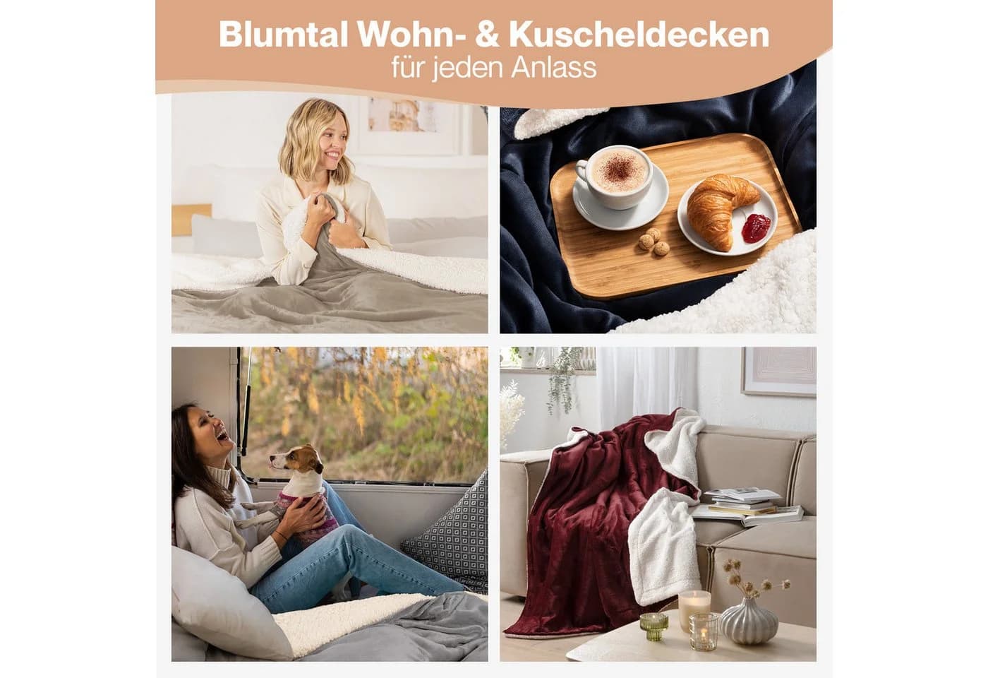 Blumtal Wohndecke Sherpa-Fleecedecke Oeko-TEX Zertifiziert Blau - Bild 5