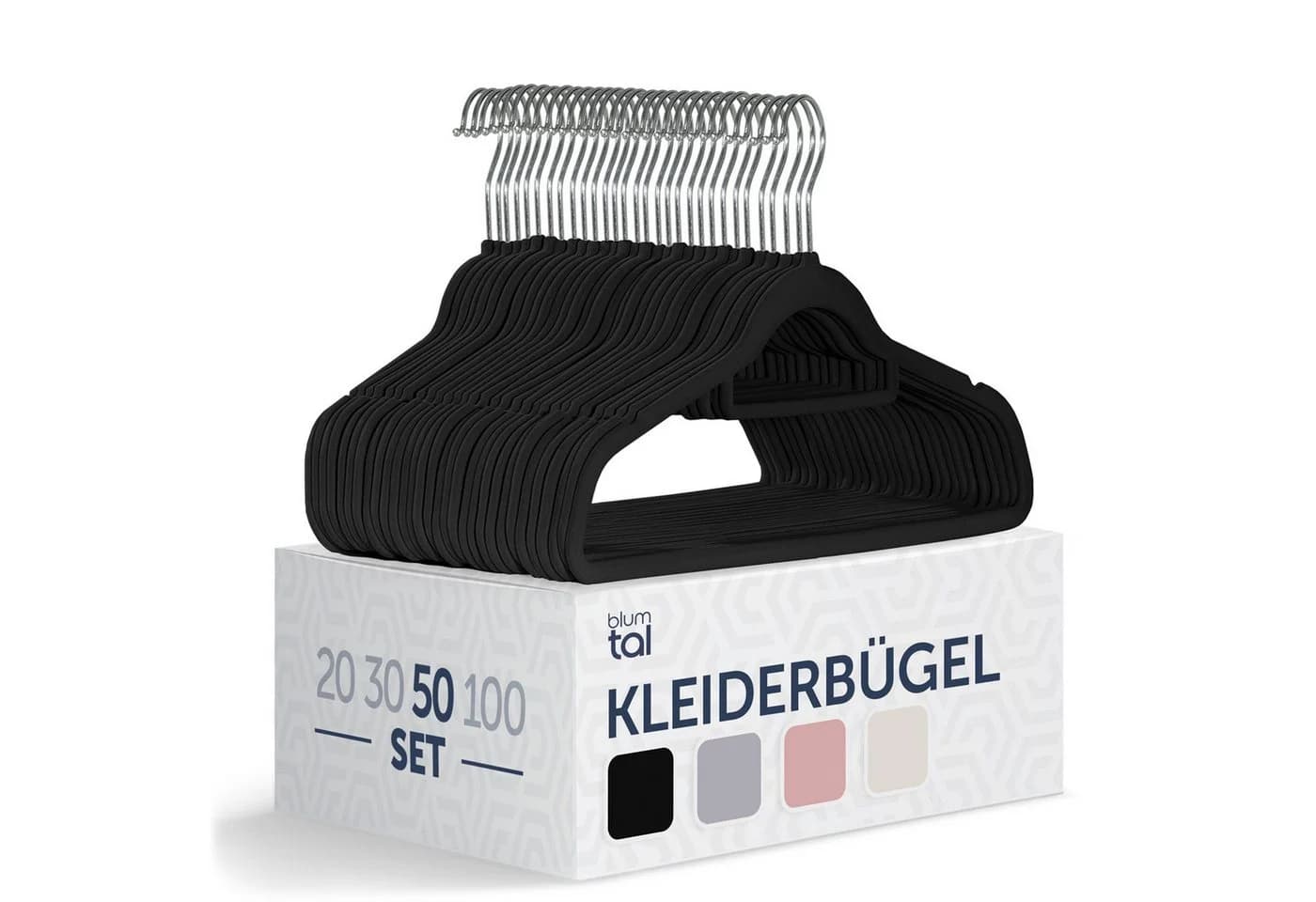 Blumtal Kleiderbügel Rutschfest Samtoptik Platzsparend 100-tlg. Premium inkl. Krawattenhalter 360° drehbar - Bild 2