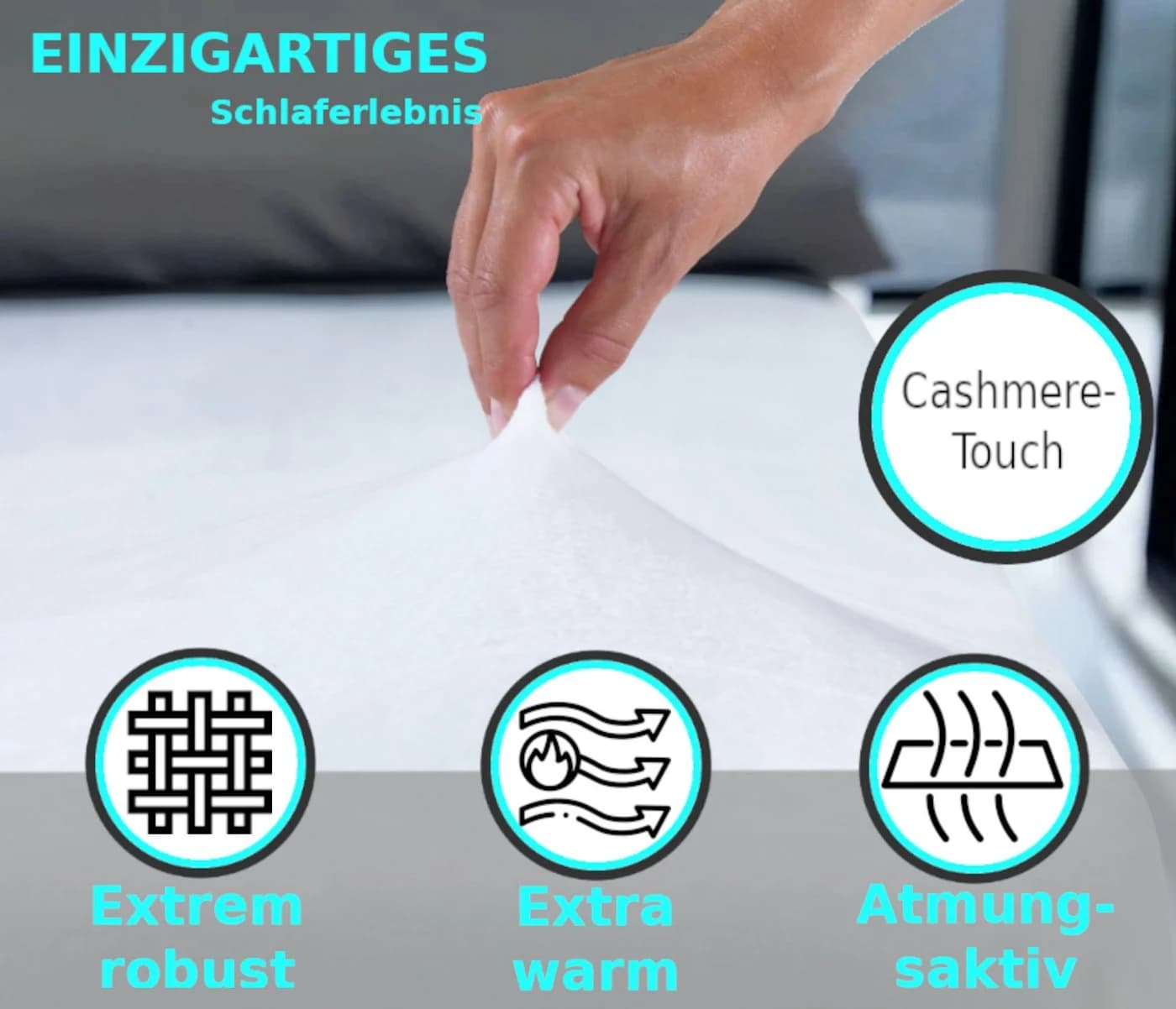 Malika Spannbettlaken Weiß Cashmere-Touch Mikrofaser Warm