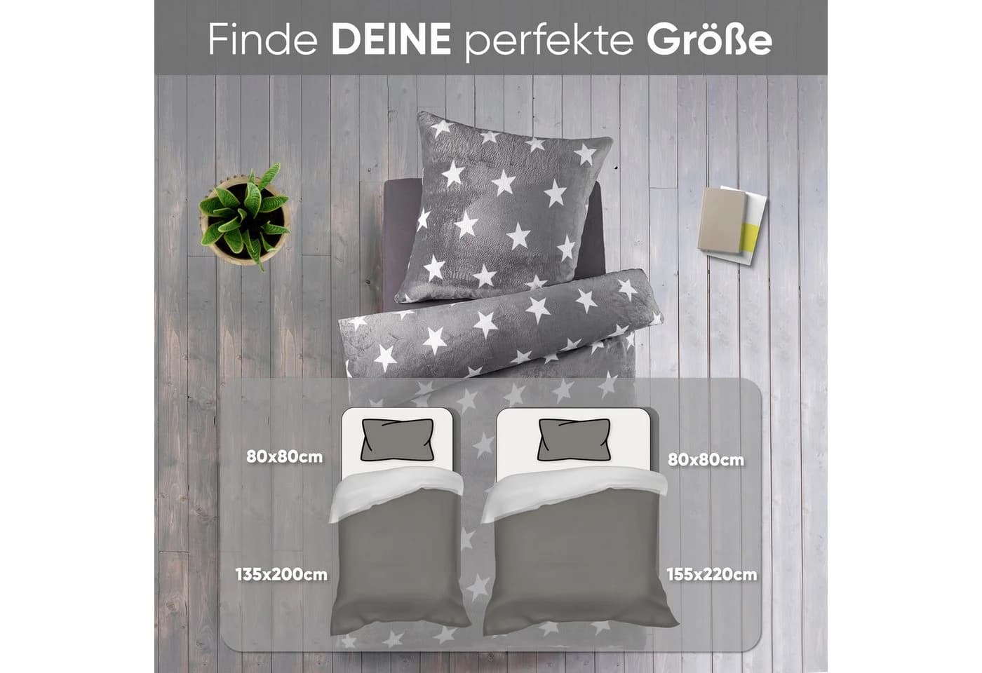 Kuscheli Wendebettwäsche Teddy Plüsch Grau 2-teilig - Bild 3