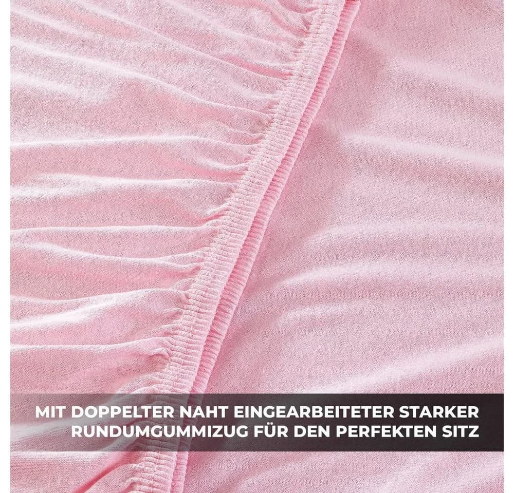 Malika Spannbettlaken Jersey Rosa 100% Baumwolle - Bild 4