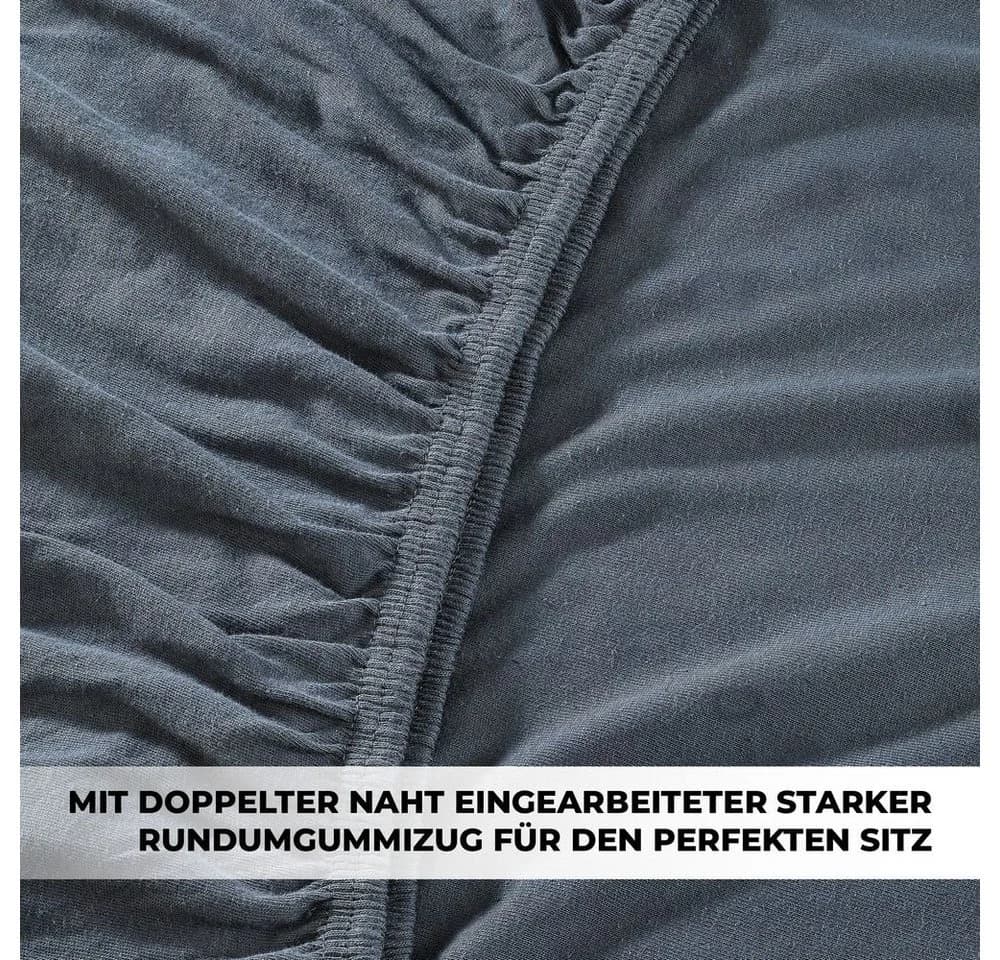 Malika Spannbettlaken Jersey 100% Baumwolle Grau 2 Stück - Bild 3
