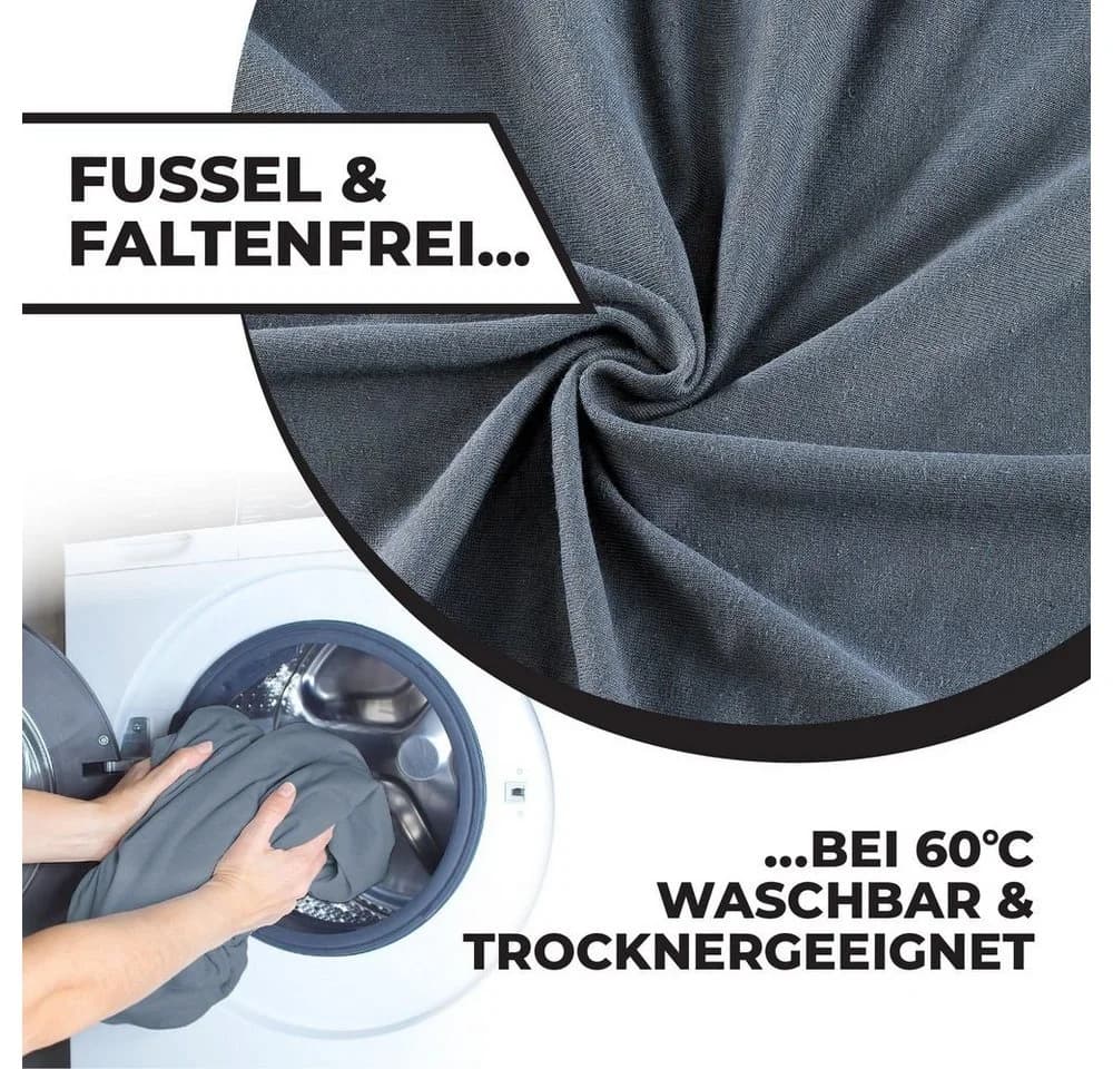 Malika Spannbettlaken Jersey 100% Baumwolle Grau 2 Stück - Bild 5