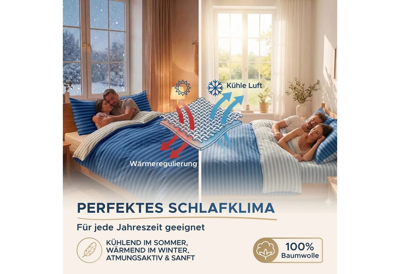 Malika Bettwäsche Renforce Baumwolle Blau 2-teilig - Bild 5