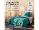 Malika Bettwäsche Renforce Baumwolle 135x200 + 80x80 cm Türkis Streifen Bild 1