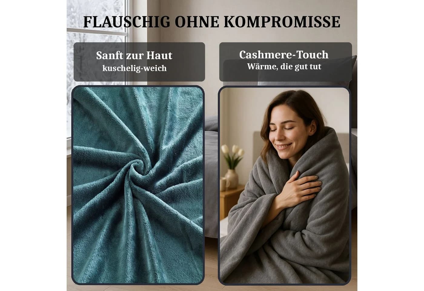 Malika Bettwäsche 200x200 + 2x 80x80 cm Cashmere Touch Grün - Bild 3
