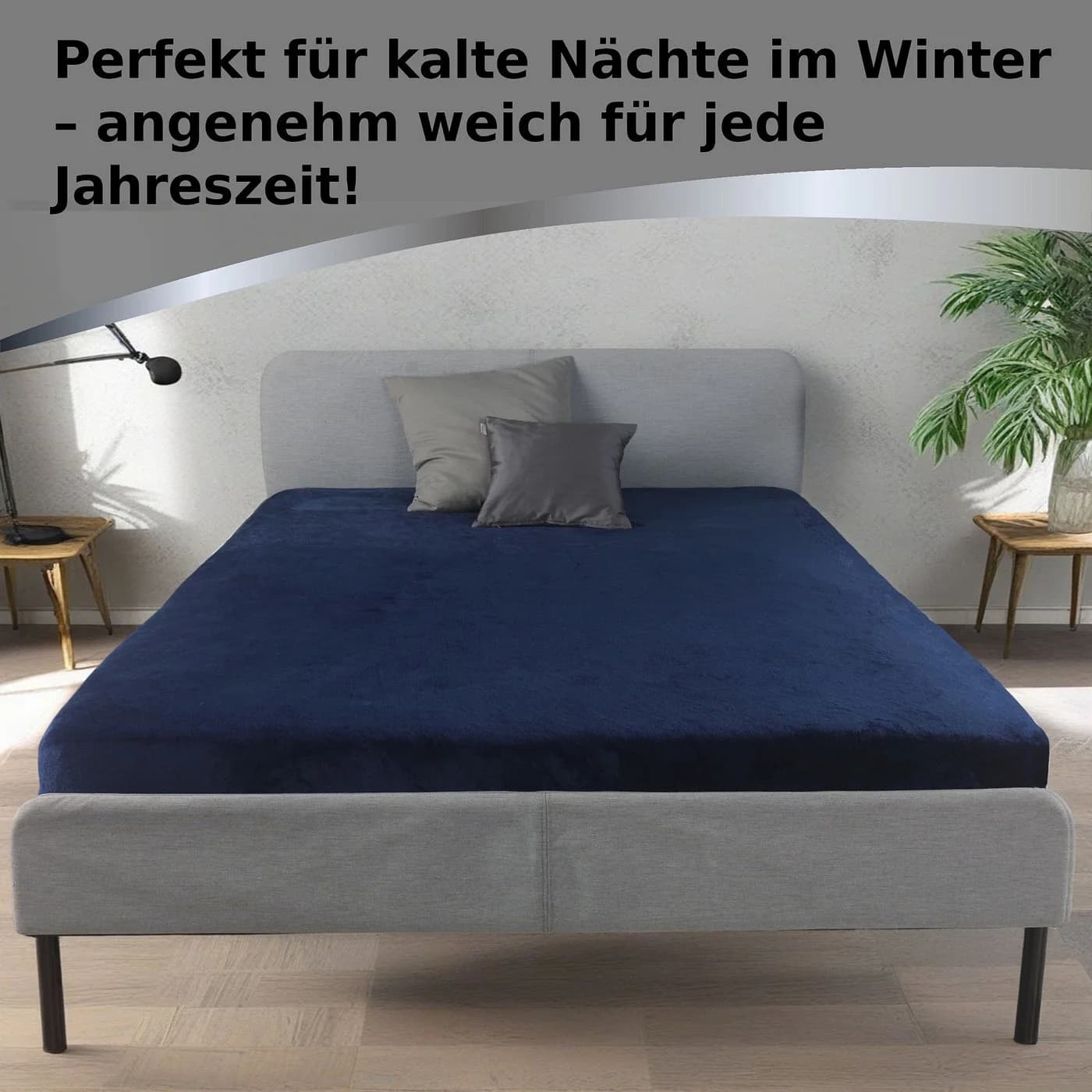 Kuscheli Spannbettlaken Cashmere-Touch Fleece Blau