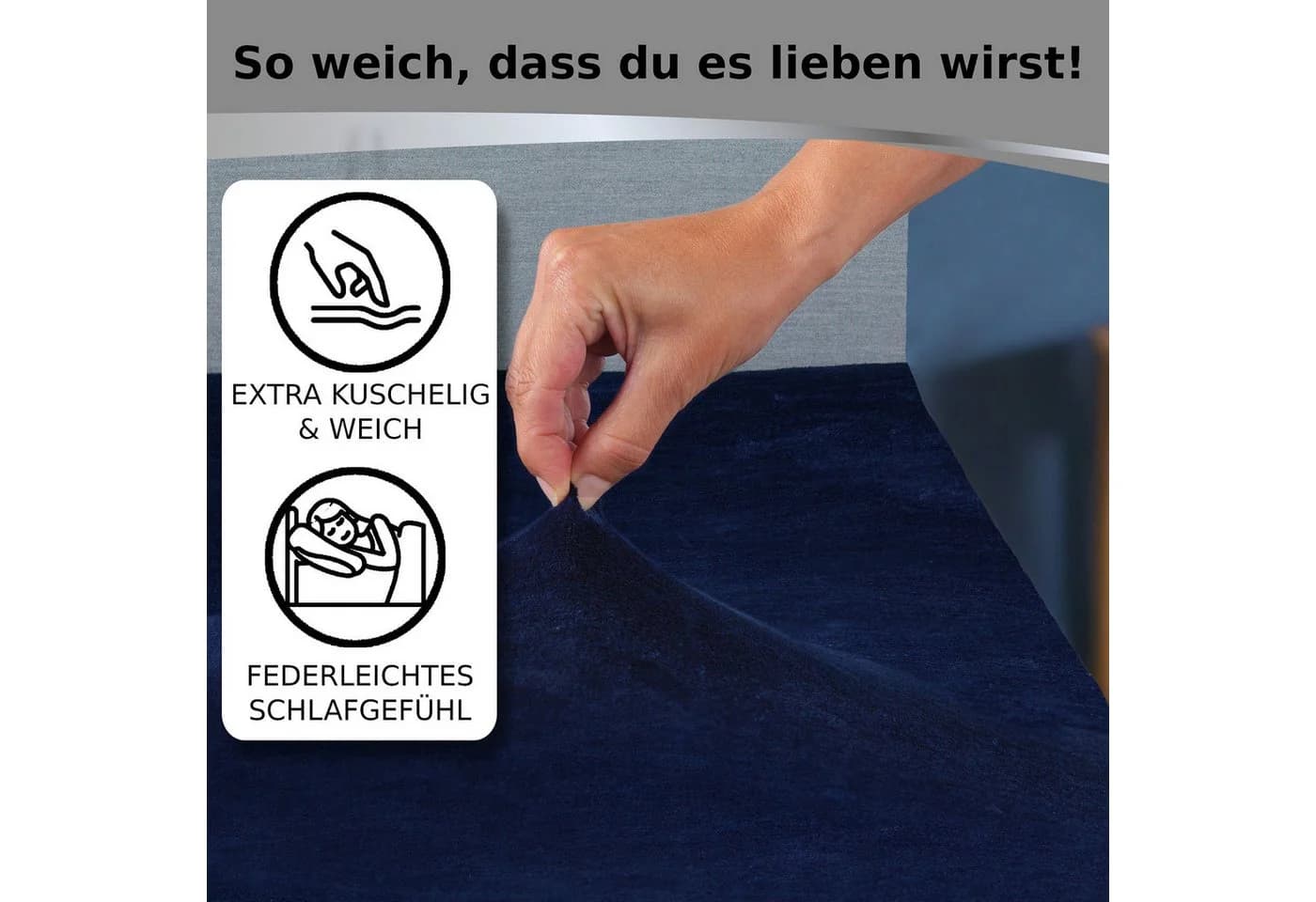 Kuscheli Spannbettlaken Cashmere-Touch Fleece Blau - Bild 3