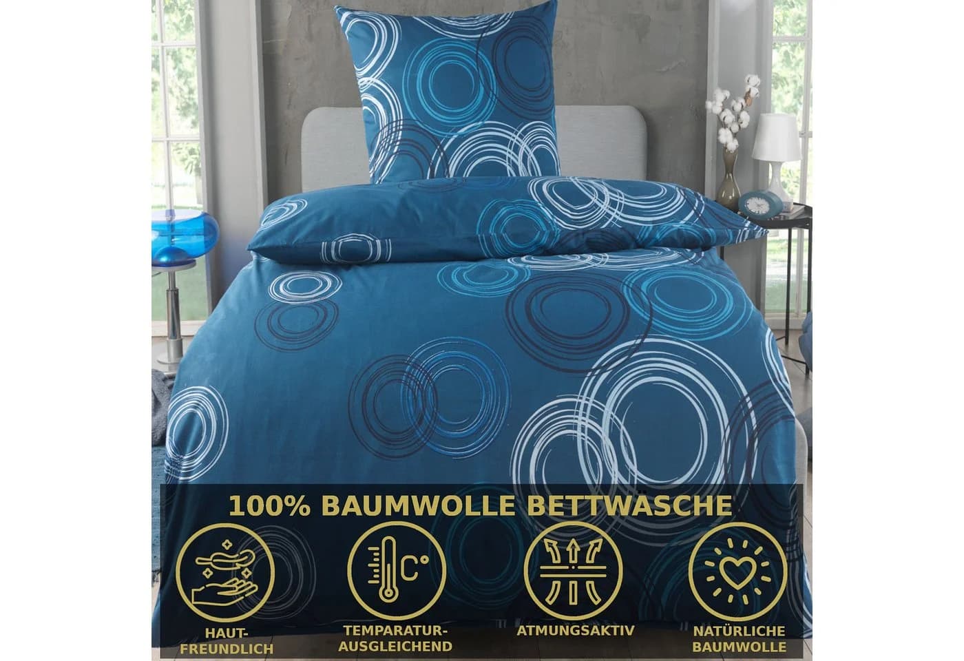 Malika Bettwäsche Renforcé Baumwolle Rot 155x220 + 80x80 cm