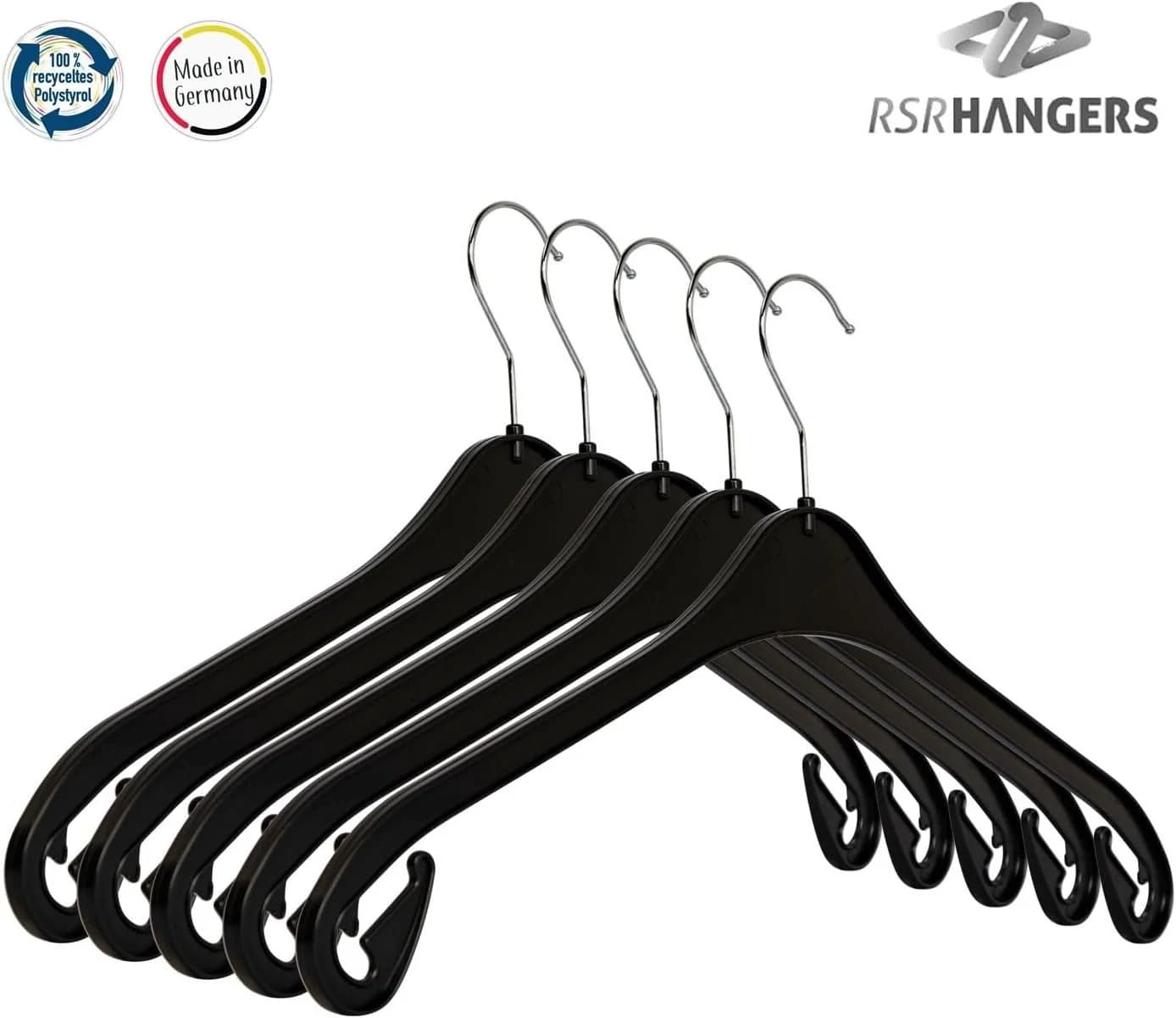 RSR Hangers Kleiderbügel Schwarz 60 Stück 360° Haken - Bild 3