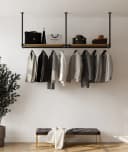 RSR Hangers Kleiderstange Garderobenleiste „DIEK“ mit Eichenholz Ablage Bild 2