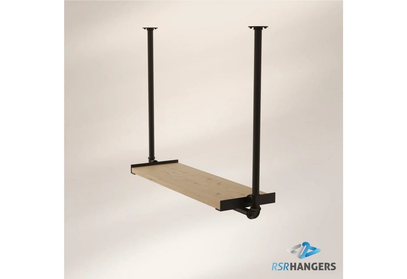 RSR Hangers Garderobenständer Kleiderstange Garderobe "MIK II" mit Kiefernholablage Deckenmontage - Bild 5