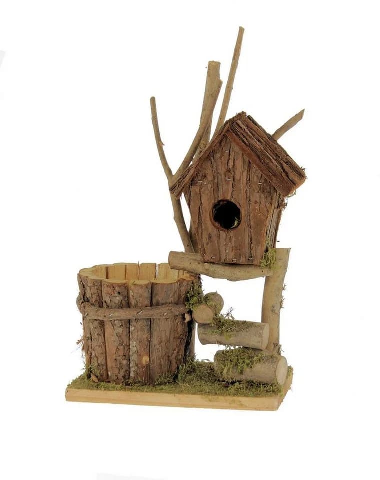 Spetebo Vogelhaus mit Pflanztopf Grün Natur - Bild 2