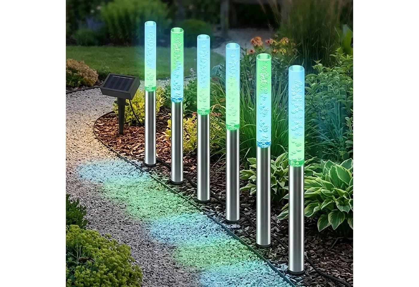 Spetebo LED Solarleuchten Bubbles 6er Set Farbwechsel Garten - Bild 2