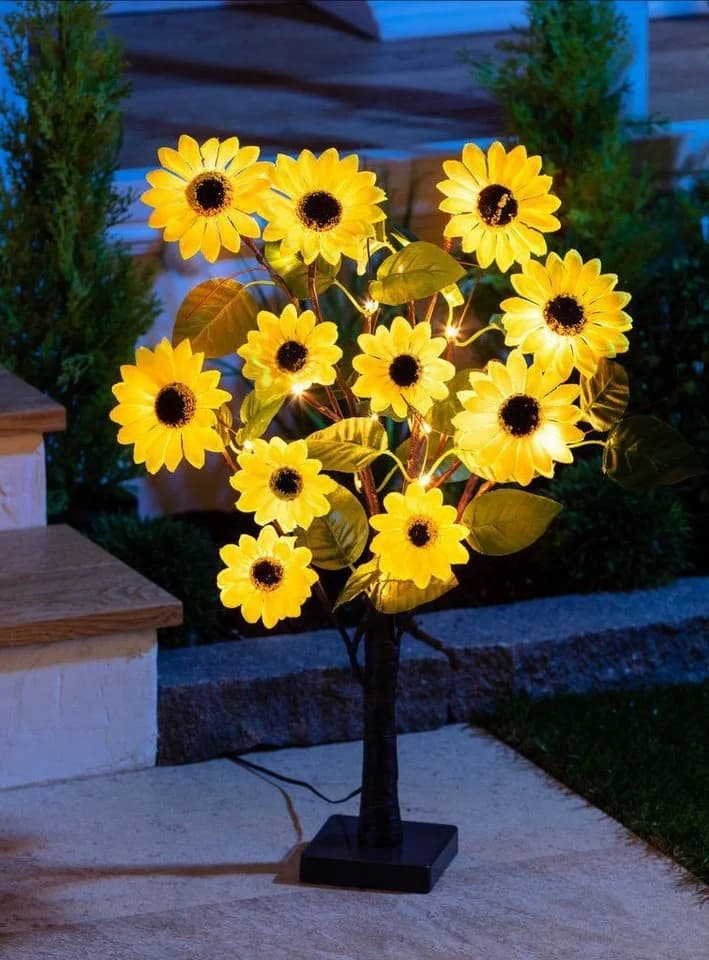 Spetebo LED Solar Baum mit Sonnenblumen 60 cm