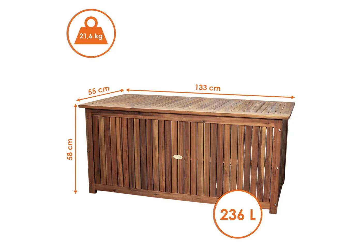 Spetebo Auflagenbox WASHINGTON Braun Akazienholz