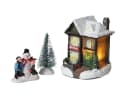 Spetebo LED Weihnachtsdorf 10-teilig mit Häusern, Figuren, Tannen und Laterne Bild 4