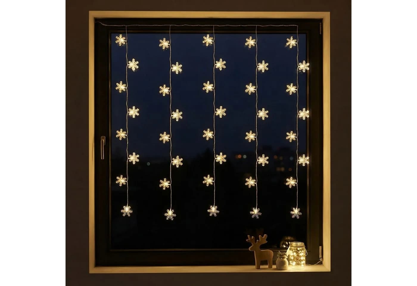 Spetebo LED Schneeflocken Lichtervorhang 100cm 40-flammig mit Timer - Bild 3