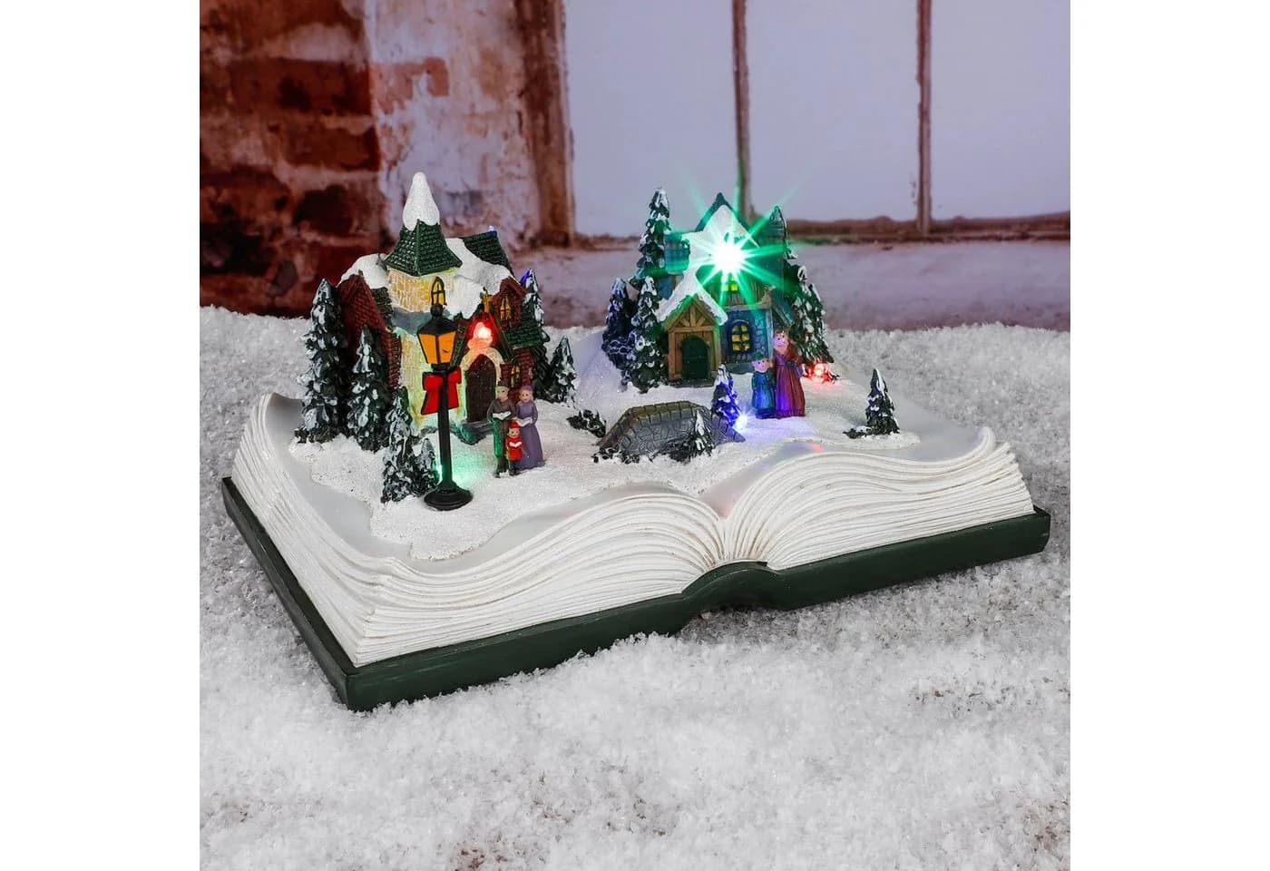 Spetebo LED Weihnachtsstadt im Buch 21,5 cm Beleuchtete Weihnachtsstadt