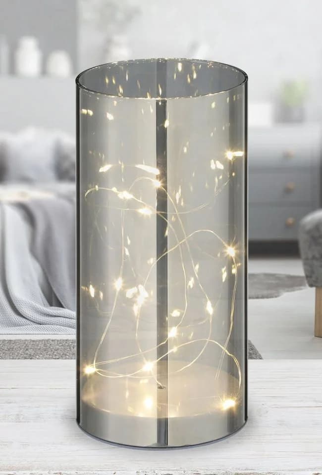 Spetebo LED Lichterglas Silber mit Timer