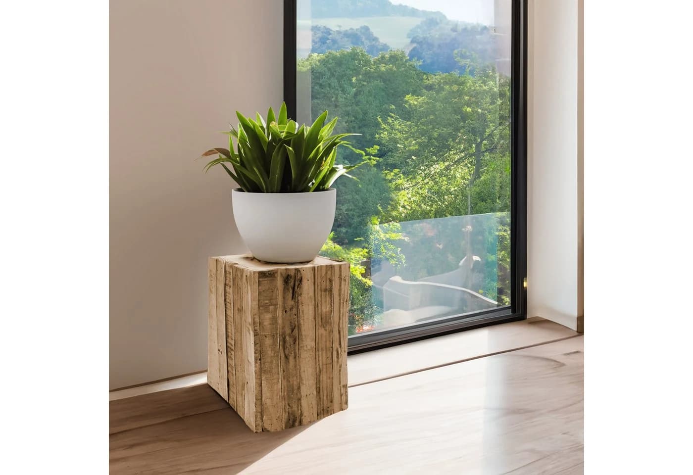 Spetebo Blumentisch Holz Sockel LEON - S Naturholz Dekorativ - Bild 3