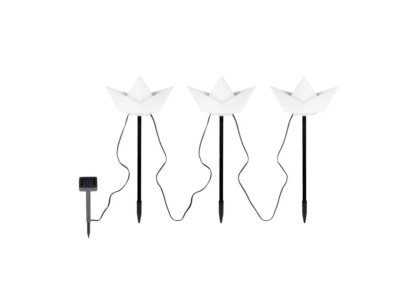 Spetebo LED Solar Gartenstecker 3er Set Papierboot Weiß/Schwarz