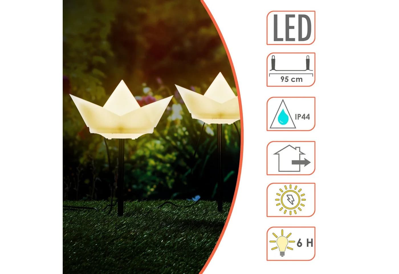 Spetebo LED Solar Gartenstecker 3er Set Papierboot Weiß/Schwarz - Bild 5