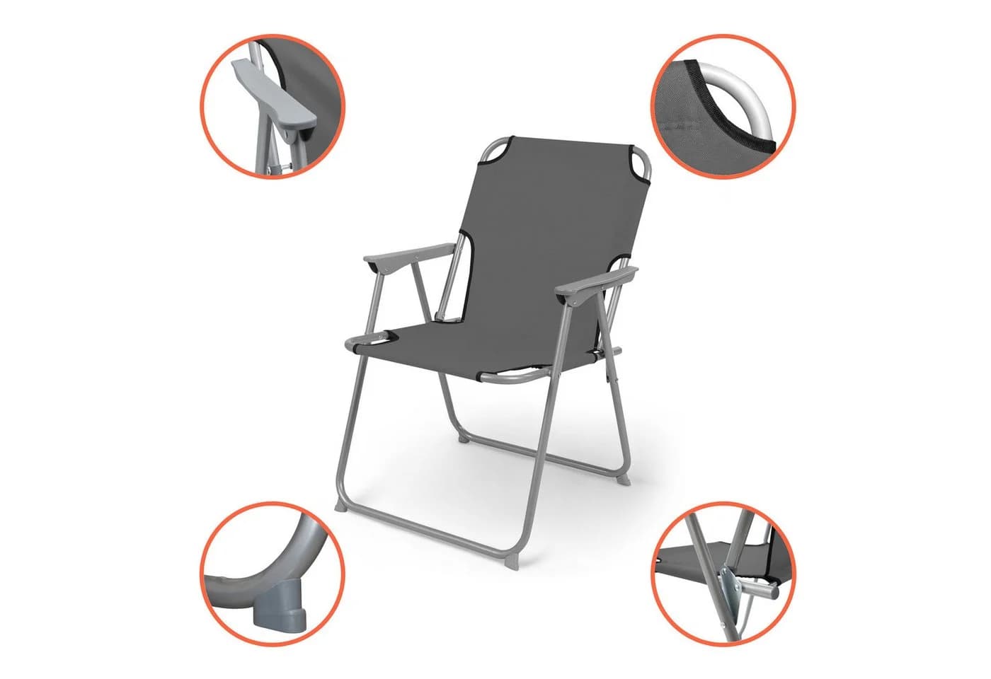 Spetebo Campingstuhl Oxford Grau Metall Klappstuhl - Bild 4