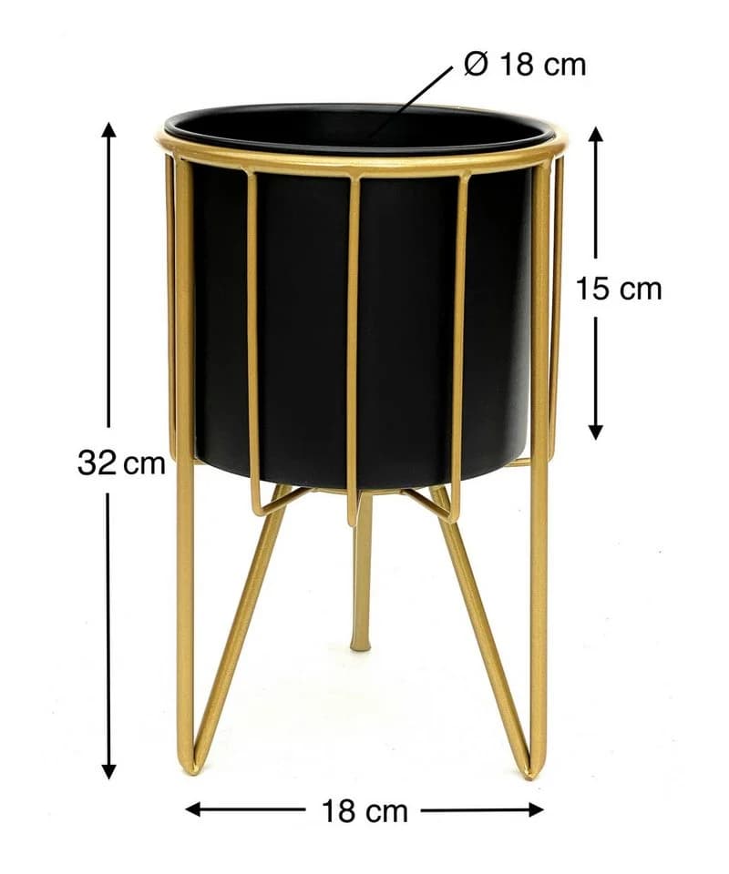 DanDiBo Blumenhocker mit Topf Metall Gold Schwarz Modern
