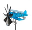 DanDiBo Gartenstecker Doppeldecker Blau Metall Windrad Bild 2