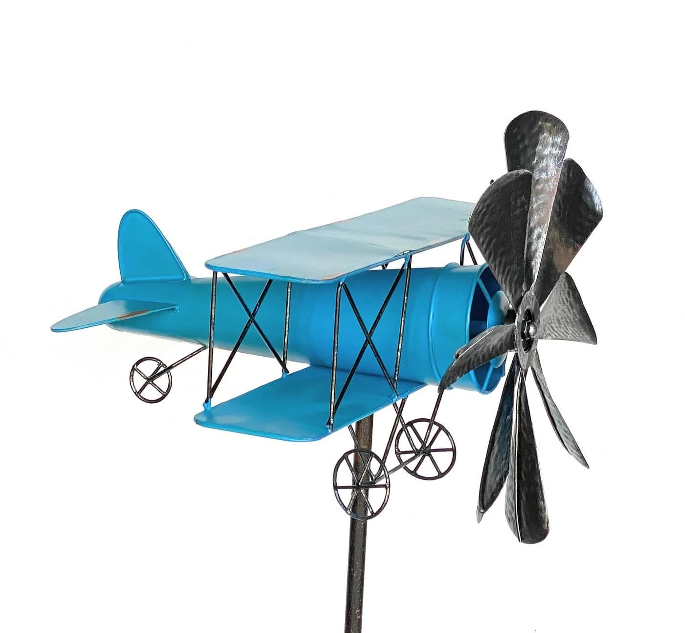 DanDiBo Gartenstecker Doppeldecker Blau Metall Windrad - Bild 4