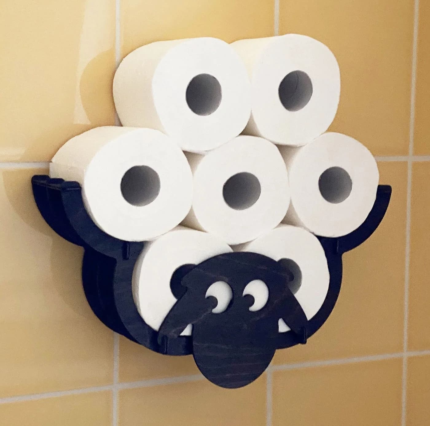 DanDiBo Toilettenpapierhalter Schaf Wand Schwarz Holz
