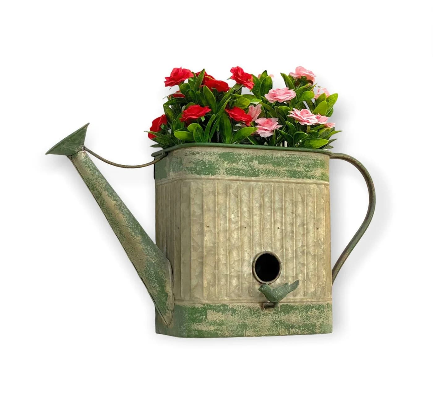 DanDiBo Vogelhaus Metall Grau/Silber Grün Shabby Chic mit Blumenkasten - Bild 5