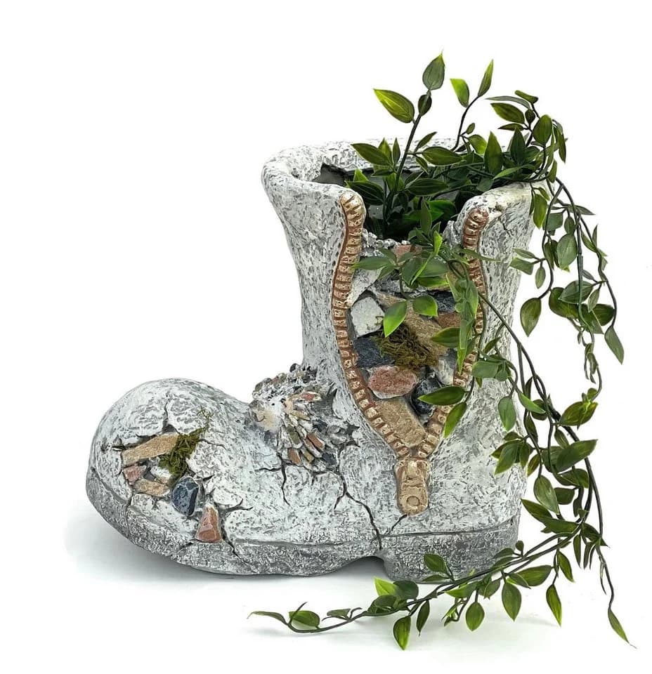 DanDibo Übertopf Stiefel Grau Bunt Kunststein - Bild 2