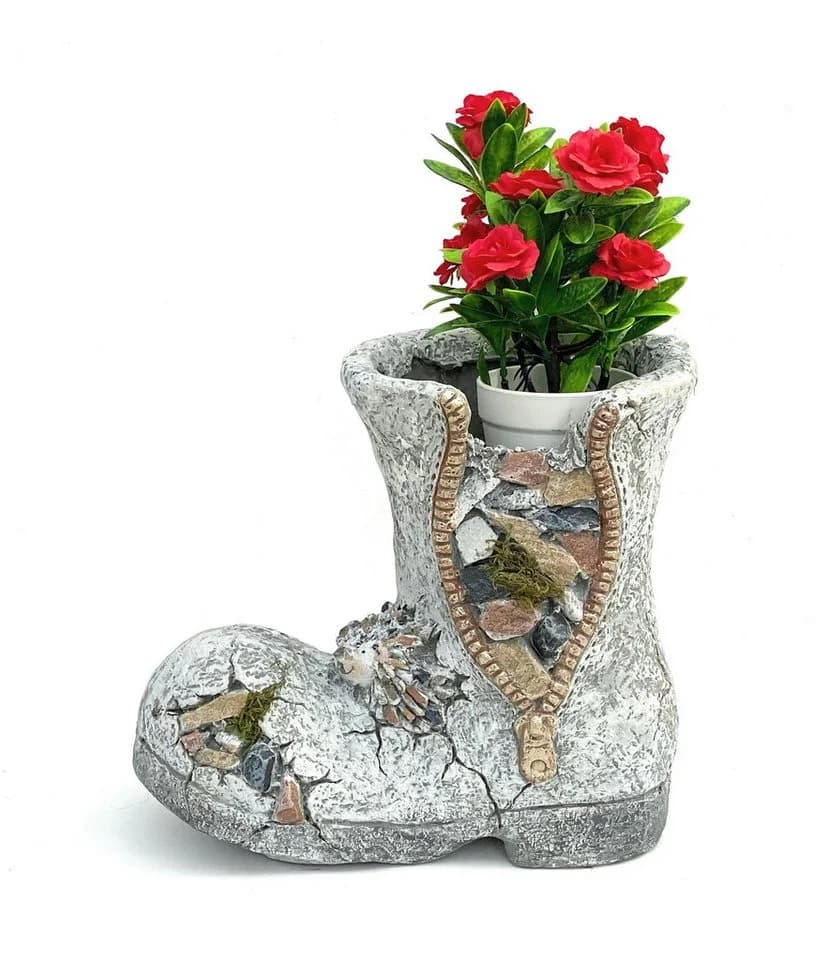 DanDibo Übertopf Stiefel Grau Bunt Kunststein - Bild 5