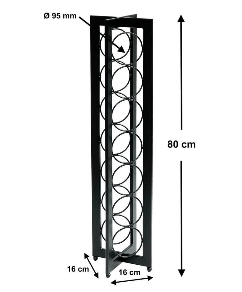 DanDiBo Weinregal Schwarz Metall Stehend 7 Flaschen