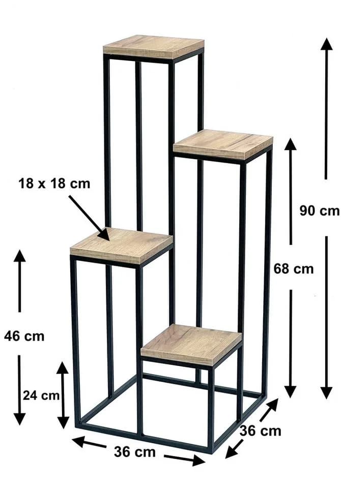 DanDiBo Blumentreppe Metall Schwarz mit Holzfurnier