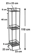 DanDiBo Standregal Schwarz Metall 3 Ebenen Bild 1