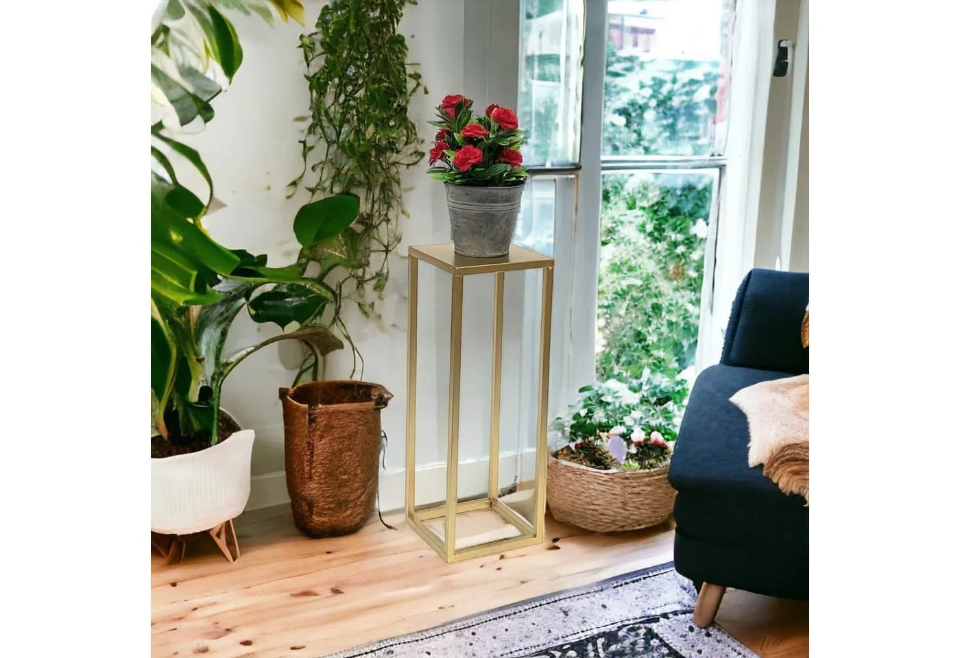DanDiBo Blumenhocker Metall Gold Eckig 50-70 cm Blumenständer - Bild 5