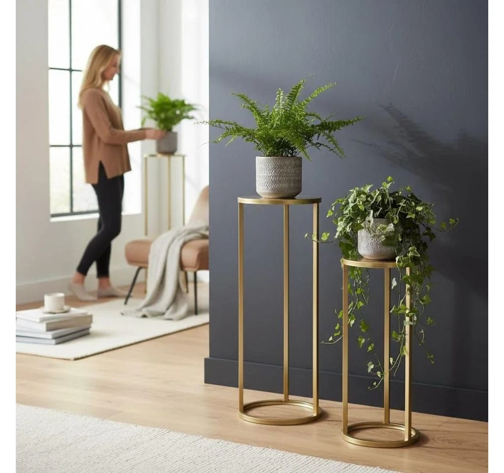 DanDiBo Blumenständer 2er Set Metall Gold Rund - Bild 4
