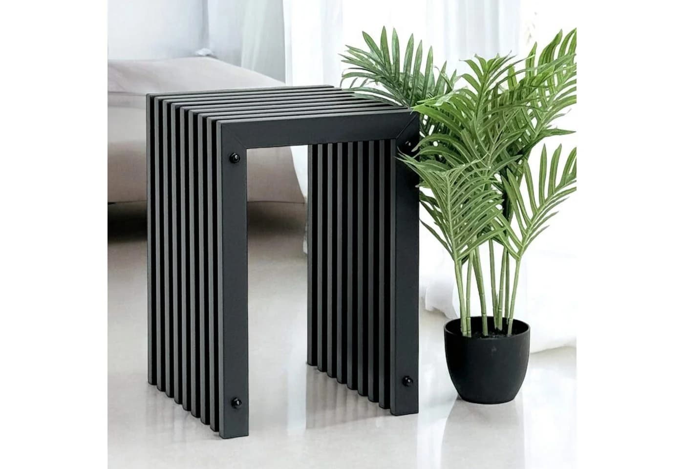 DanDiBo Blumenhocker Lamellenhocker Metall Schwarz - Bild 2