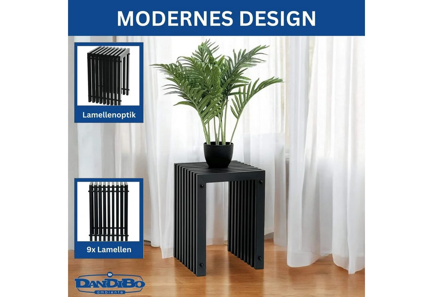 DanDiBo Blumenhocker Lamellenhocker Metall Schwarz - Bild 3