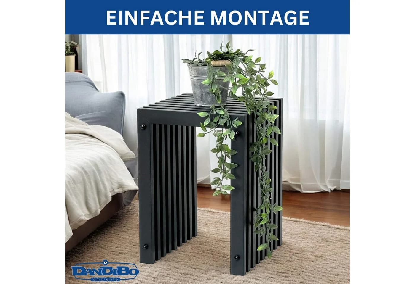 DanDiBo Blumenhocker Lamellenhocker Metall Schwarz - Bild 5