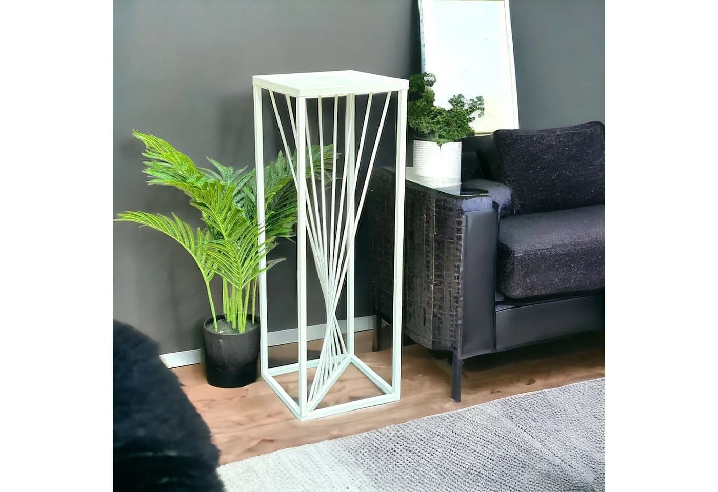 DanDiBo Blumenhocker Metall Weiß 70 cm Beistelltisch - Bild 5