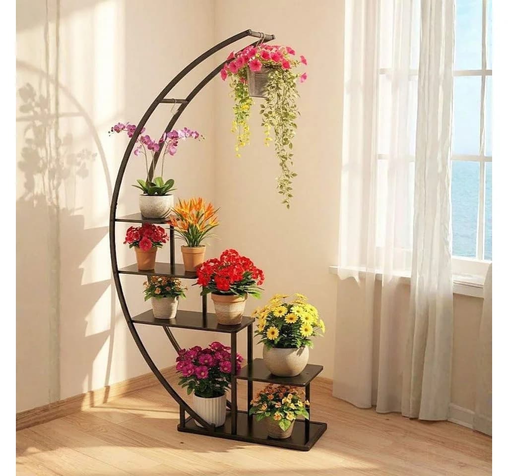 DanDiBo Blumenständer Indoor 170 cm Metall Schwarz Halbrund - Bild 3
