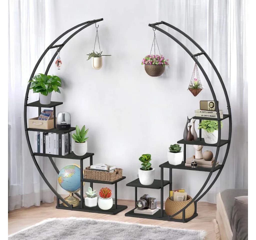DanDiBo Blumenständer Modern Schwarz Metall Holz - Bild 3