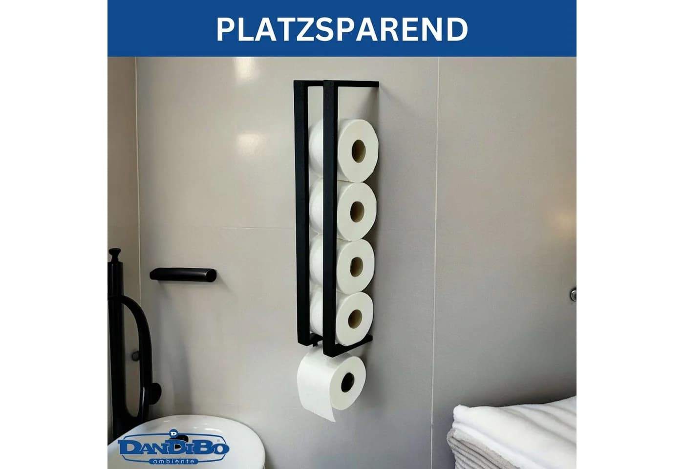 DanDiBo Toilettenpapierhalter Schwarz Wand Metall Modern - Bild 4